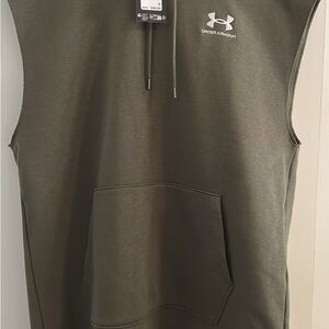 Under Armour Icon Fleece Sleeveless Hoodie in Olive